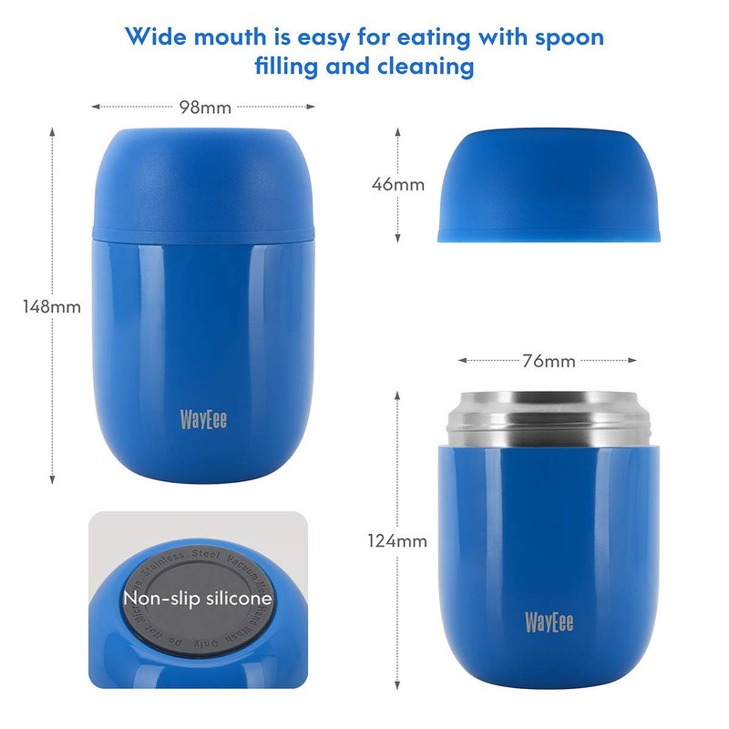 WayEee Food Flask, Stainless Steel King Food Jar with Folding