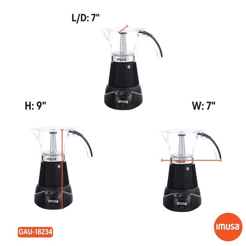Imusa 6 or 3 Cup Electric Espresso Maker Black Coffee