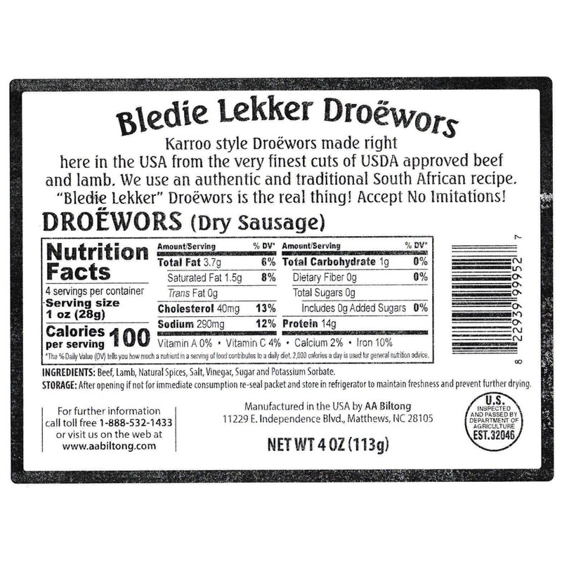 Bledie Lekker 4 Pack Sampler - Biltong, Droewors, Sosatie, Spicy