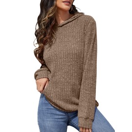 Bosmeer Hoodies for Women Long Sleeve Lightweight Sweatshirt Business Casual Fall Sweaters for Women 2024 Khaki Small