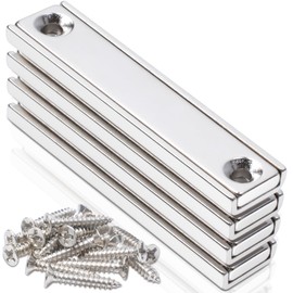 Neodymium Magnets Extra Strong, 60 x 13.5 x 5 mm Magnets Strong Large Screw-On Magnets Rectangular Magnets Magnets with Hole Magnetic Closure Countersunk Magnet Industrial Pot Magnet with Screws, Pack