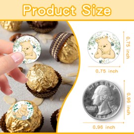 180 Pcs Cute Winnie Stickers, Winnie Baby Shower Decorations, Winnie Baby Shower, Winnie Birthday Decorations, Winnie Kisses Candy Stickers Mini Kisses Stickers Pooh Sticker Thank You Chocolate Labels