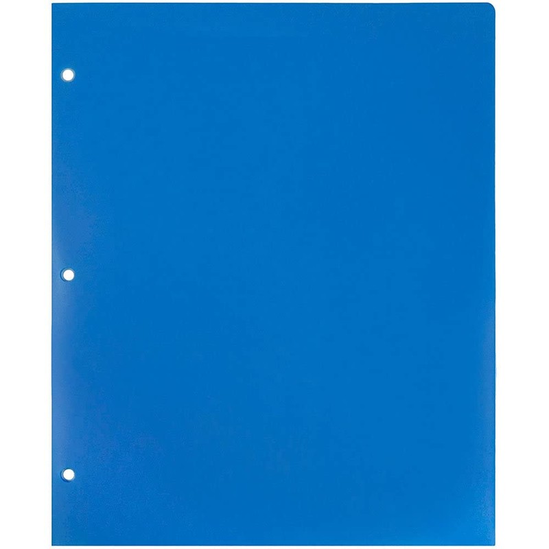 JAM PAPER Heavy Duty Plastic 3 Hole Punch Pocket Folders