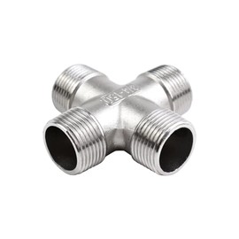 Beduan Cross 1/2" Male NPT Cast Pipe Fitting, 4 Way Coupling, Stainless Steel Class 150
