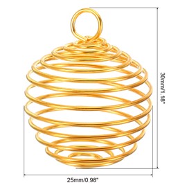 PATIKIL Espiral Cuenta Jaulas Colgante, 20 Piezas 14x15 mm Acero inoxidable Resorte Piedra Soporte Collar Jaula Colgantes para Joyería Fabricación Artesanía, Dorado Tono