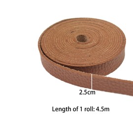 1 Roll Leather Strap Strip,2.5CM*4.5M Brown Lychee Pattern Leather Strap,Side Imitation Flat Leather Cord,Leather Strip for DIY Crafts,Clothing,Bag Making