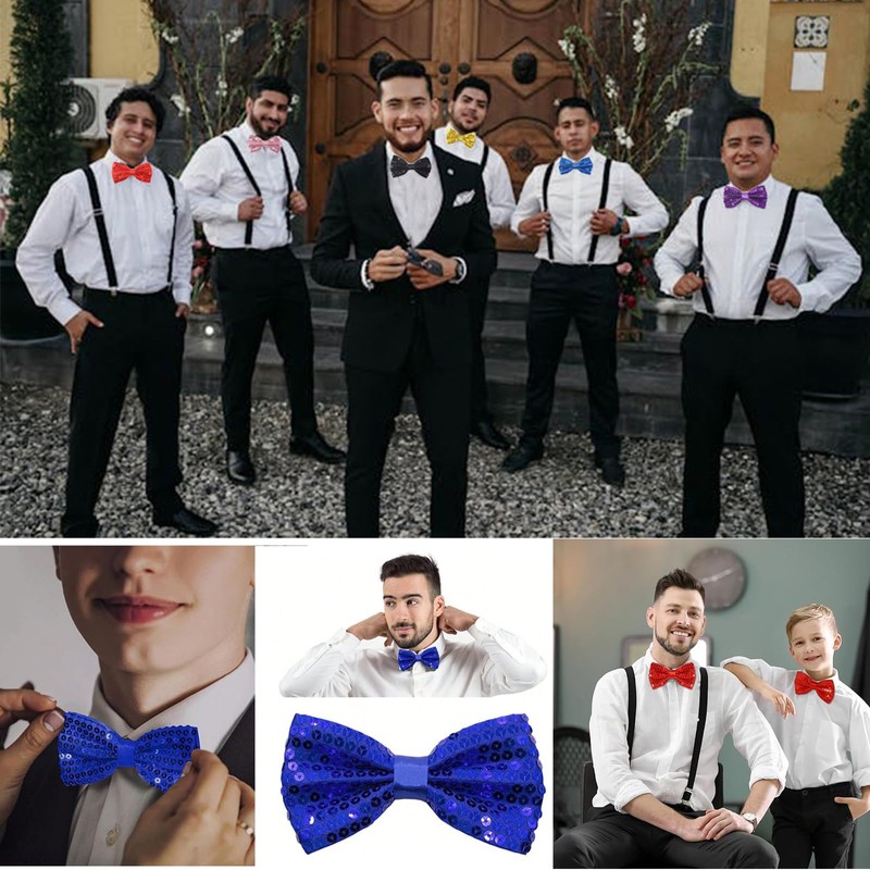 NiceYnn Men's Bowtie, Neckwear, Tie, Easy Adjustable, Sequins, For Weddings,