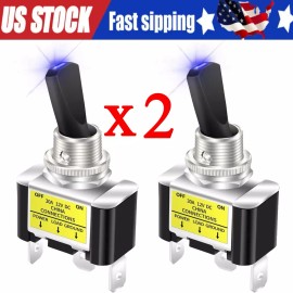 Unbranded 2x Blue LED Light 3Pin Rocker Toggle ON/Off  Switch 30A 12V for Car Boat Marine