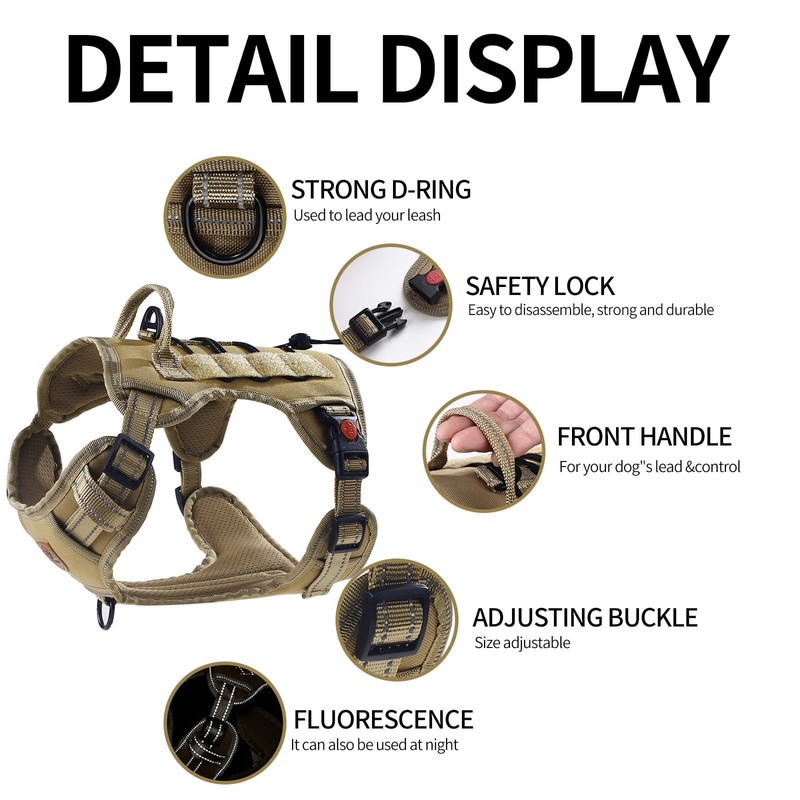 PET'S HUB Large Dog Harness, No Pull Pet Harness With