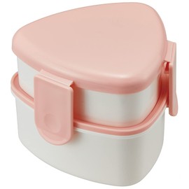 Skater ONWT1-A Triangle Lunch Box for Rice Balls, 2-Tier, 16.9 fl oz (500 ml), Includes Fork, Pink, Made in Japan