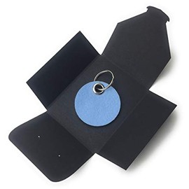 Felt Key Fob - Circle/Disc - Ice Blue as Key Fob / Luggage Tag and Special Gift with Eyelet and Key Ring - Made in Germany, neutral