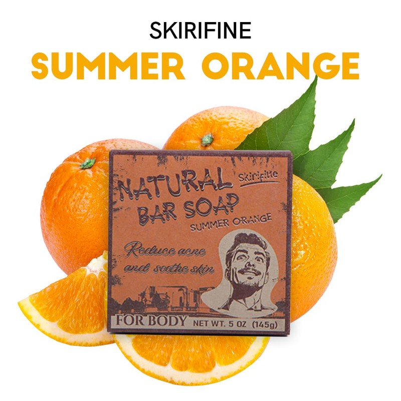 SKIRIFINE Natural Soap Bar 5oz - Popular Summer Orange Scented