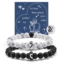 YELUWA Rings Bracelets Couple Gifts, Couples Bracelets Long Distance Relationship His Promise Bracelet Valentine's Day Cutest Christmas Couples Gifts For Him Your Boyfriend Girlfriend Women Men,