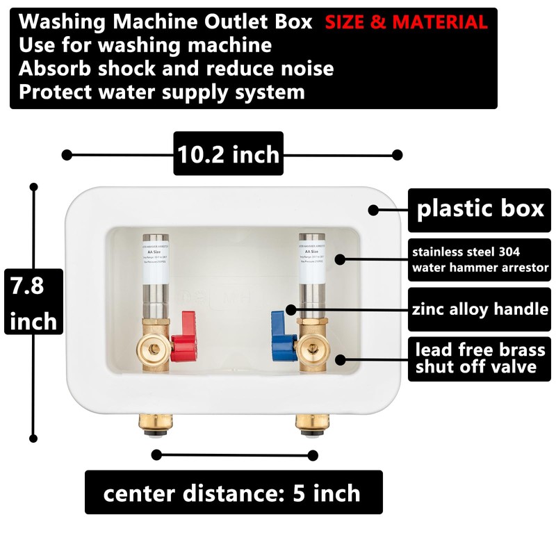 (1 Pack) Lidertik Washing Machine Outlet Box Push to Connect