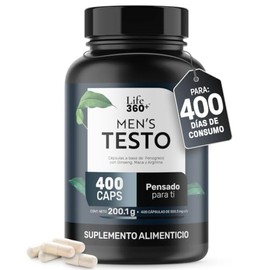 LIFE 360+ Mens Testo L-Arginina Maca Negra Roja y Amarilla |400 cápsulas