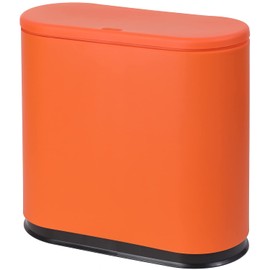 Sooyee 10 Liter Rectangular Plastic Trash Can Wastebasket with Press Type Lid,2.4 Gallon Garbage Container Bin for Bathroom,Powder Room,Bedroom,Kitchen,Craft Room,Office,Orange