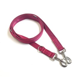 Police Style Dog Training Lead Double Ended 15ft (4.5 Metres Approx) Adjustable Leash Multi-Functional In Cushion Webbing (25mm, Burgundy)