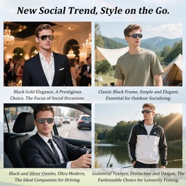 PKRANZYHKAL Men's UV400 Polarised Sunglasses, Anti-Glare, Robust & Trendy for Leisure & Sports,Golden