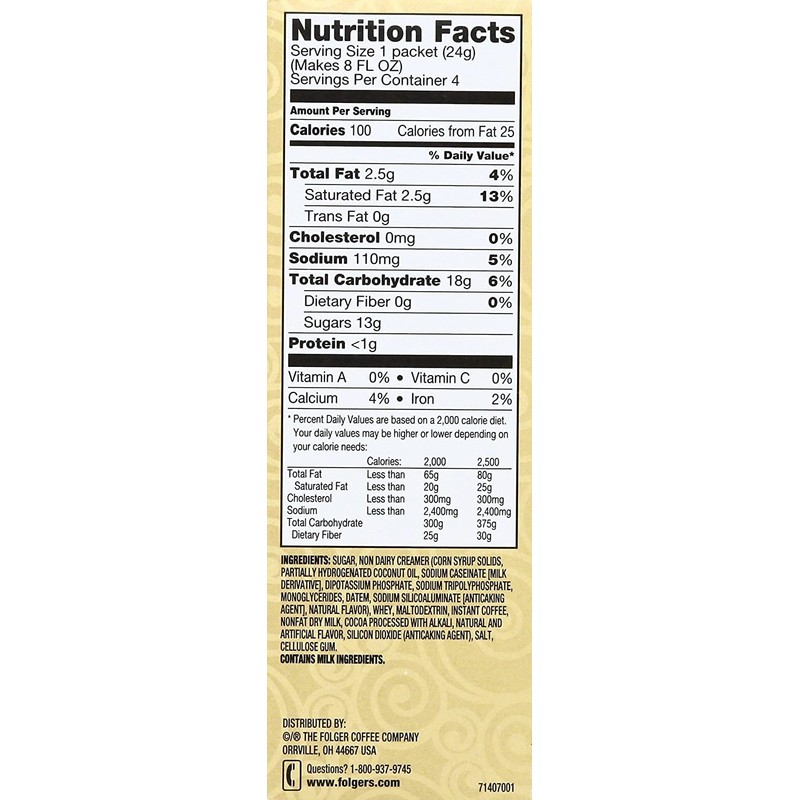 Folgers Mocha Chocolate Flavored Cappuccino Mix Packets, Instant Coffee Beverage,