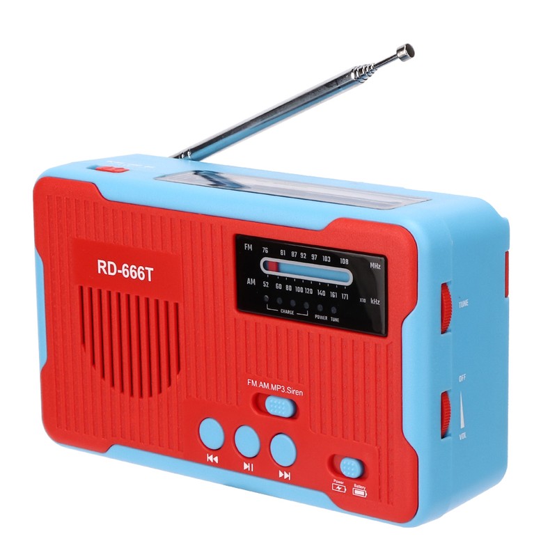 RD-666T Portable Solar Powered Emergency Hand Crank AM FM Radio