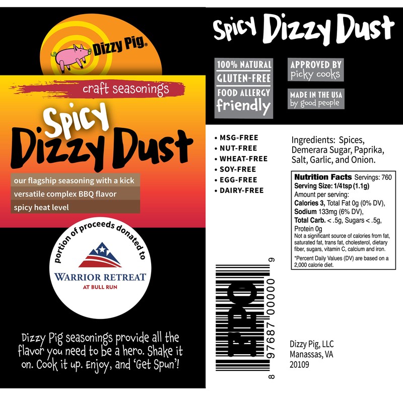 Dizzy Pig Spicy Dizzy Dust All-Purpose Barbecue Seasoning Rub (Quart