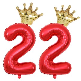 40 Inch Gold Crown Number 22 Balloons, 22th Birthday Balloons for Men Women, Red 22th Celebration Decor Happy 22th Birthday Party,22th Birthday Party Decoration Wedding Anniversary Events Supplies