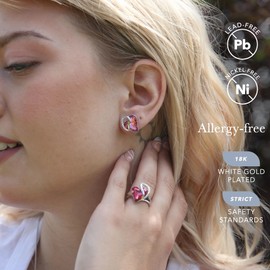 Leafael Birthstone Heart Earrings for Women | Unique Birthstone Earrings With Healing Crystals | Allergy-Free Earrings for Women with Gift Box Included