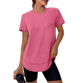 Summer Tops for Women 2025 Short Sleeve Workout Clothes Athletic Shirts Pilates Outfits Camisetas Deportivas para Mujer Red L