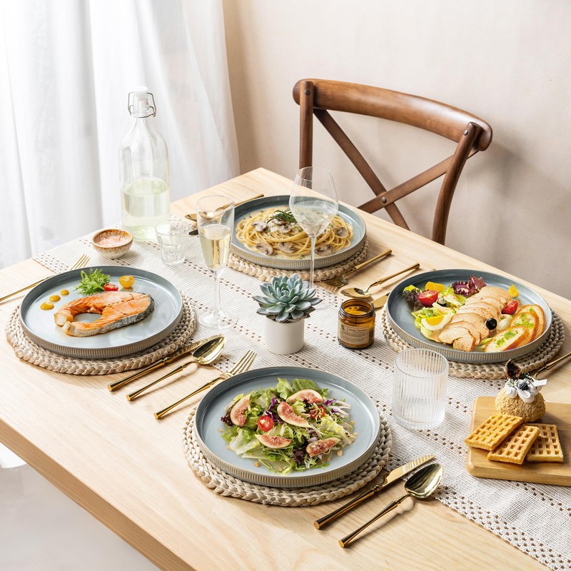theterra Dinner Plates Set of 6, 10.25 Inch Ceramic Dinner