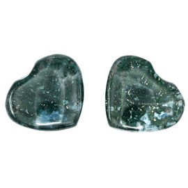 Moss Agate Stone Heart - Pack of 2 Crystal Heart Stones Rocks - Corazones De Piedra Crystals and Healing Stones Heart Shaped Crystal - Stocking Stuffers Gifts