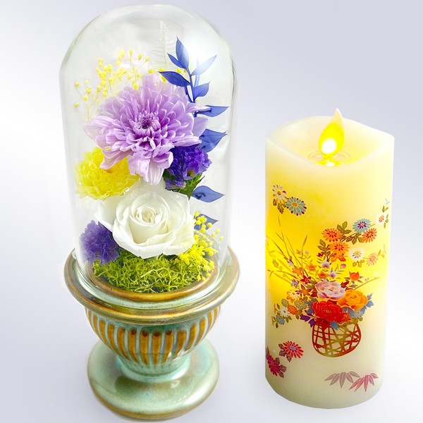Preserved Flowers, Glass Dome, Buddha Flowers, Offering, First Bon Festival, Buddhist Altar, No Water Changing, No Need for Flowers, Sympathy, Mourning (No Candles))