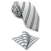 S&W SHLAX&WING Striped Men's Ties Grey with Silver Black Stripes