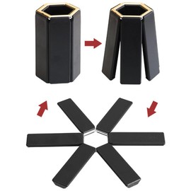 4 Pcs Folding Heat Proof Mats Black Foldable Trivet Pan Protectors Trivets for Kitchen Worktops for Worktops Heat Resistant Trivets, Pan Protectors for Kitchen Table