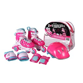 CHICAGO Skates Girls Inline Training Skate Combo Set - Pink/Purple - Small Sizes 10-13