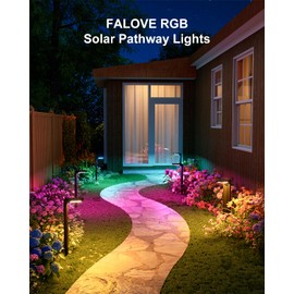 6 Pack Color Changing Solar Pathway Lights Outdoor Waterproof 20 LED Solars Powered Walkway Landscape Lamp for Garden, Lawn, Path, Yard, Driveway, Sidewalk, 8 Colorful Accent Lighting Decoration(RGB)