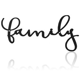 Hotop Letras rústicas de metal para decoración de pared, color negro, decoración para el hogar (estilo familiar)