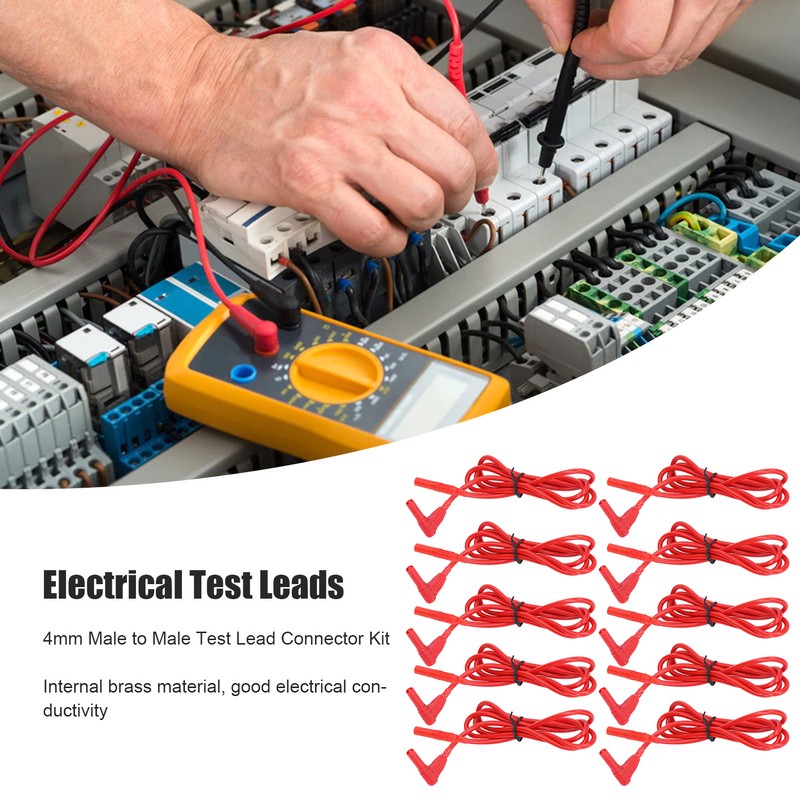 10 Sets Multimeter Test Line 4mm Male to Male Leads