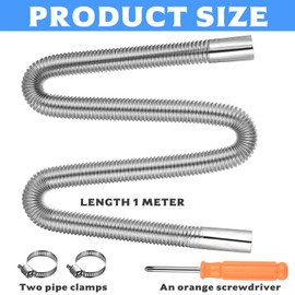 1 Pcs Stainless Steel Exhaust Pipes, Diesel Heater Exhaust Pipes, 25mm Exhaust Pipe Elbow Connectors, Gas Vent Exhaust Hose Exhaust Pipe with 2 Hose Clamps for Car Parking Diesel Heater Pipes