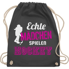 Shirtracer - Gym Bag Backpack - Ice Hockey - Real Girls Play Hockey, 06 Dark Grey