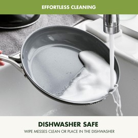 GreenPan Swift Healthy Ceramic Nonstick, 8" and 10" Frying Pan Skillet Set, Stainless Steel Handles, PFAS-Free, Dishwasher Safe, Oven Safe, Black