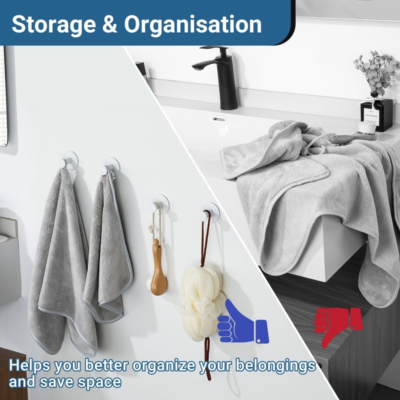 SAYAYO White Hooks for Hanging, Self Adhesive Hooks Coat Hook