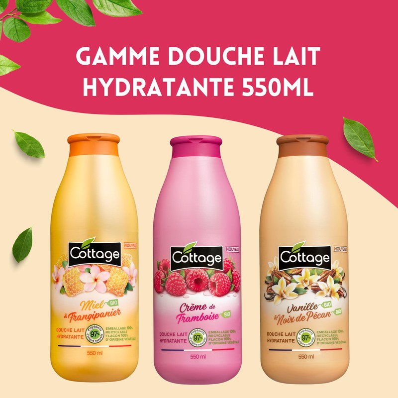 Cottage Shower Gel Moisturising Milk - Organic Raspberry Cream -