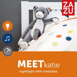 azu Kids Nightlight Plush Toy - Katie The Cat Stuffed Animal Night Light with Soothing Sound Machine for Babies & Toddlers, Soft, Washable, Portable