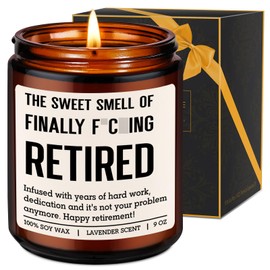 LEADO Scented Candles - Retirement Gifts for Woman, Men - Funny Retired Gifts for Women, Nurse, Best Friend, Teacher, Boss, Coworker, Mom - Happy Retirement Candle, 2025 Retiring Party Decorations