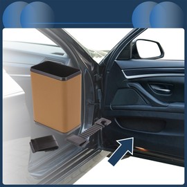 INFINAUTO Car Trash Can Front Rear Seats 3.9" Length 2.4" Width 5.5" Height Auto Trash Bin Faux Leather ABS Brown Hanging