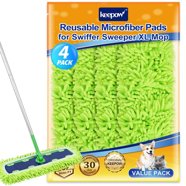 KEEPOW Reusable XL Mop Pads Compatible with Swiffer XL Sweeper,