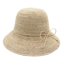 Melesh Women's Bucket Hats Fashion Womens Summer Beach Sun Straw Hat (Natural)