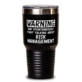 ODTGifts Funny Actuary Tumbler Warning May Spontaneously Start Talking About Risk Management 30oz Stainless Steel Black