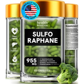 Healthbiotics Sulforaphane Supplement Organic Broccoli Sprouts | Stabilized Sulforaphane Kids & Adult | from Broccoli Florets & Seeds | Organic Sulfur Supplements 120 Pills | 1 Pack