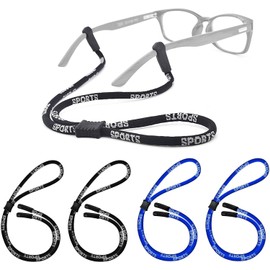 Paquete de 4 correas ajustables para anteojos, cordón deportivo antideslizante para el cuello, cuerda de nailon suave para anteojos anchas de 4 a 7 mm